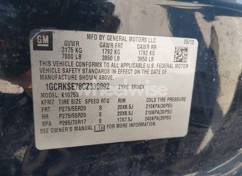 Photo 9 of 2012 Chevrolet Silverado 1500 LT (VIN 1GCRKSE78CZ330892)