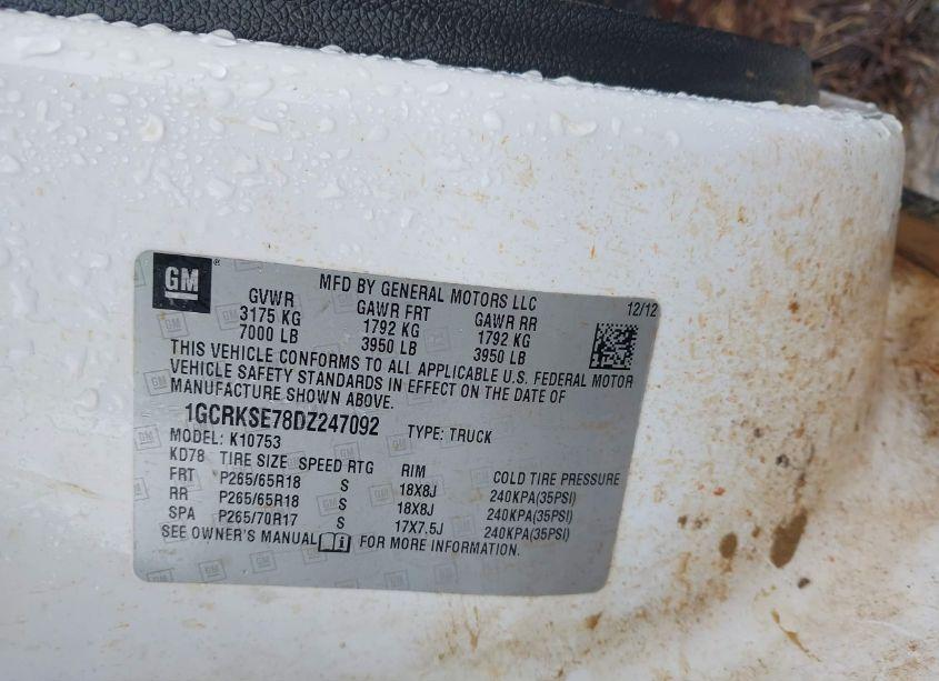 Photo 9 of 2013 Chevrolet Silverado 1500 LT (VIN 1GCRKSE78DZ247092)