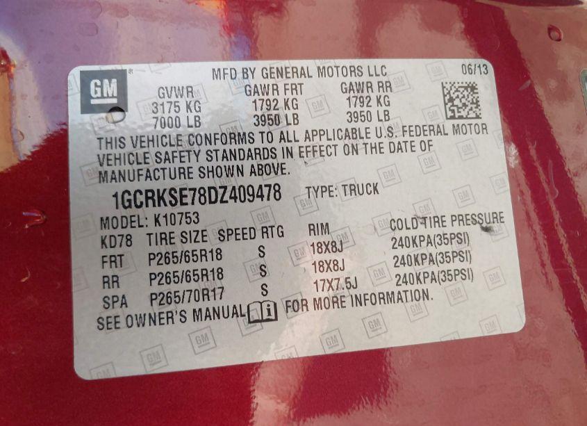 Photo 9 of 2013 Chevrolet Silverado 1500 LT (VIN 1GCRKSE78DZ409478)