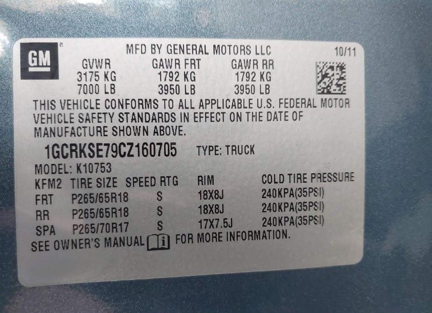 Photo 9 of 2012 Chevrolet Silverado 1500 LT (VIN 1GCRKSE79CZ160705)