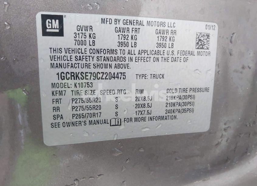 Photo 9 of 2012 Chevrolet Silverado 1500 LT (VIN 1GCRKSE79CZ204475)
