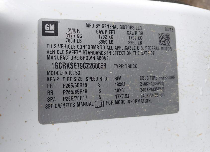 Photo 9 of 2012 Chevrolet Silverado 1500 LT (VIN 1GCRKSE79CZ260058)