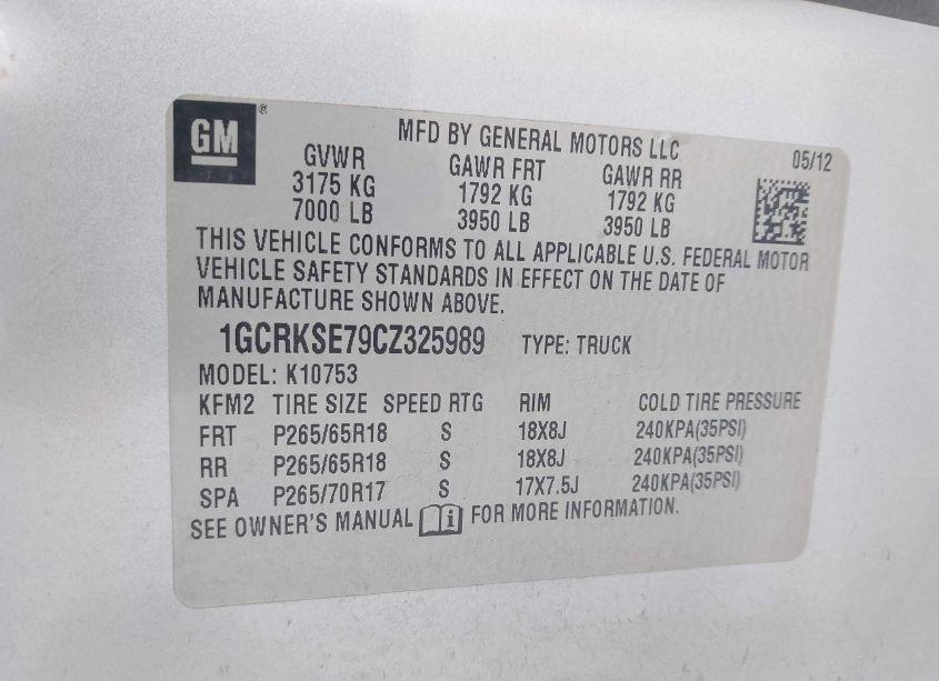 Photo 9 of 2012 Chevrolet Silverado 1500 LT (VIN 1GCRKSE79CZ325989)