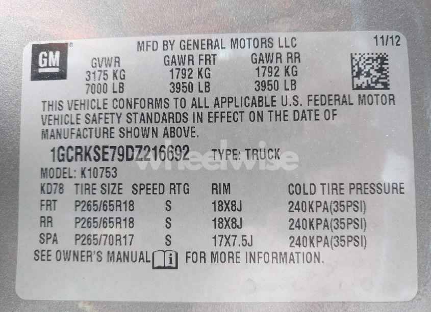 Photo 9 of 2013 Chevrolet Silverado 1500 LT (VIN 1GCRKSE79DZ216692)