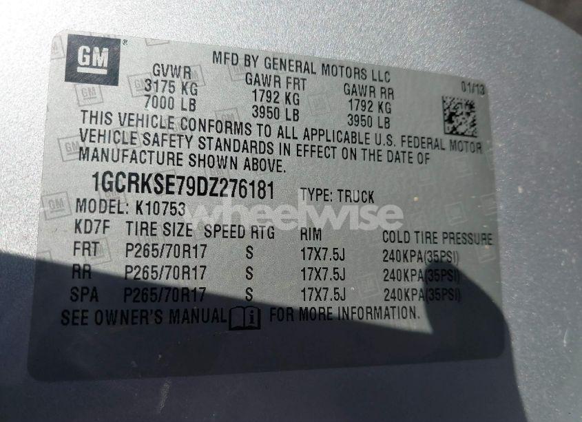 Photo 9 of 2013 Chevrolet Silverado 1500 LT (VIN 1GCRKSE79DZ276181)