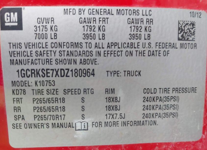 Photo 9 of 2013 Chevrolet Silverado 1500 LT (VIN 1GCRKSE7XDZ180964)