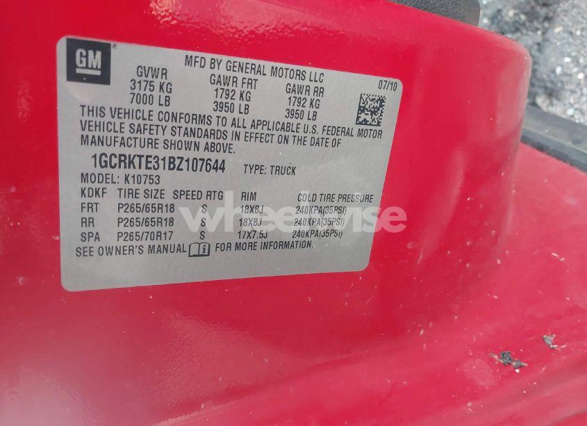 Photo 9 of 2011 Chevrolet Silverado 1500 LTZ (VIN 1GCRKTE31BZ107644)