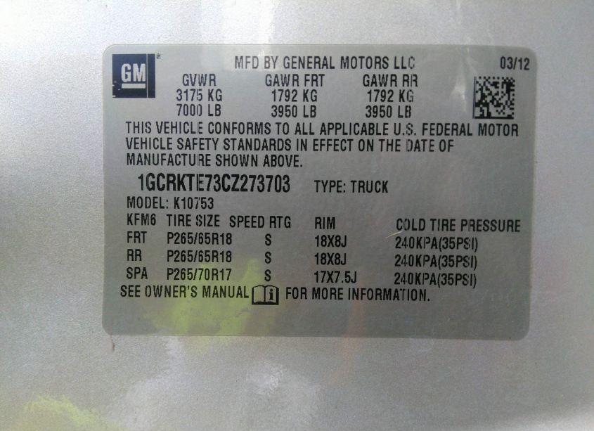 Photo 9 of 2012 Chevrolet Silverado 1500 LTZ (VIN 1GCRKTE73CZ273703)