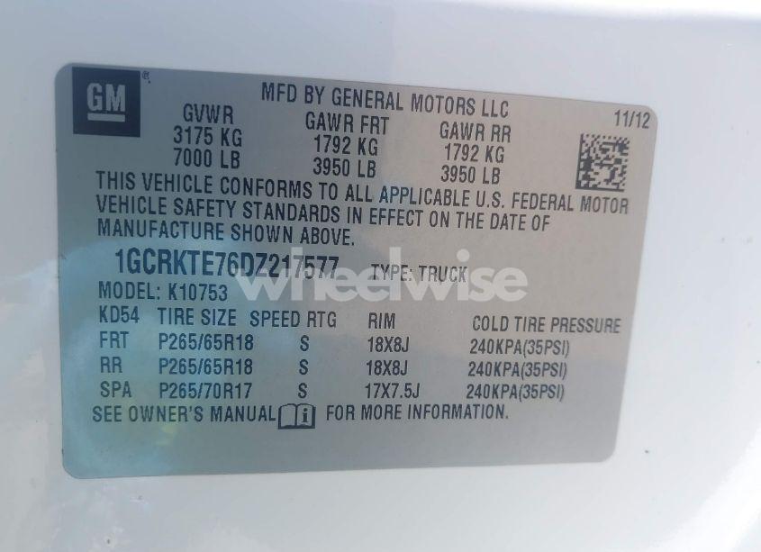 Photo 9 of 2013 Chevrolet Silverado 1500 LTZ (VIN 1GCRKTE76DZ217577)