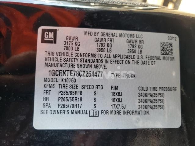 Photo 7 of 2012 CHEVROLET SILVERADO K1500 LTZ (VIN 1GCRKTE78CZ264477)