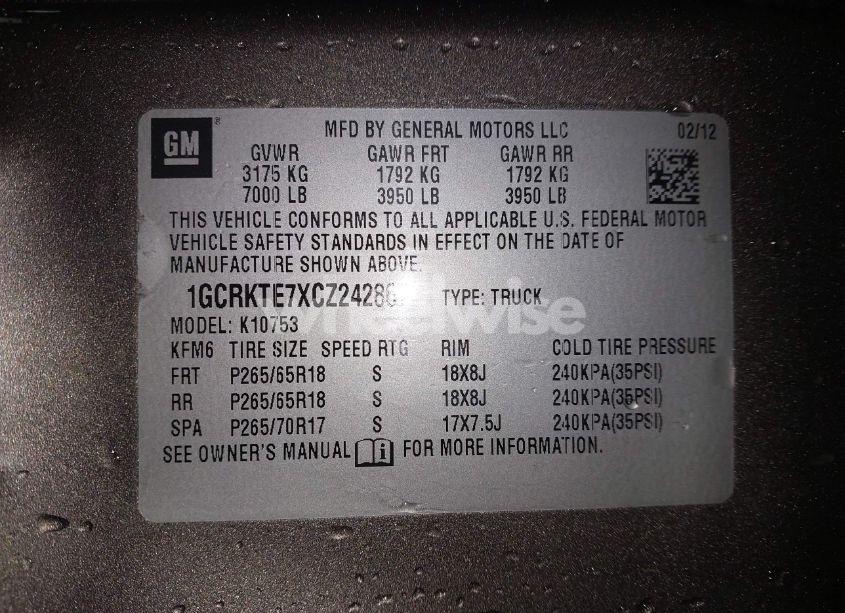 Photo 9 of 2012 Chevrolet Silverado 1500 LTZ (VIN 1GCRKTE7XCZ242867)