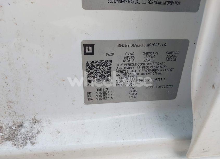 Photo 9 of 2020 Chevrolet Silverado 1500 2WD STANDARD BED WT (VIN 1GCRWAEH4LZ315314)