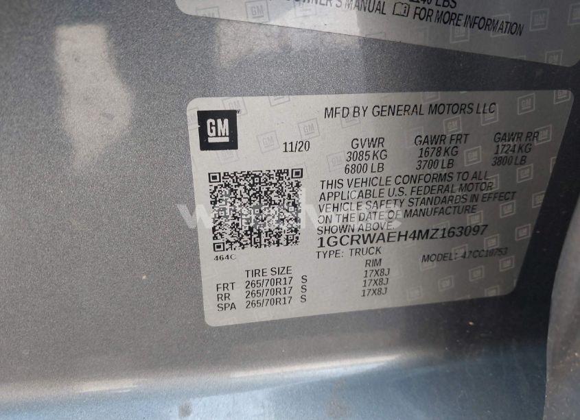 Photo 9 of 2021 Chevrolet Silverado 1500 2WD DOUBLE CAB STANDARD BED WT (VIN 1GCRWAEH4MZ163097)
