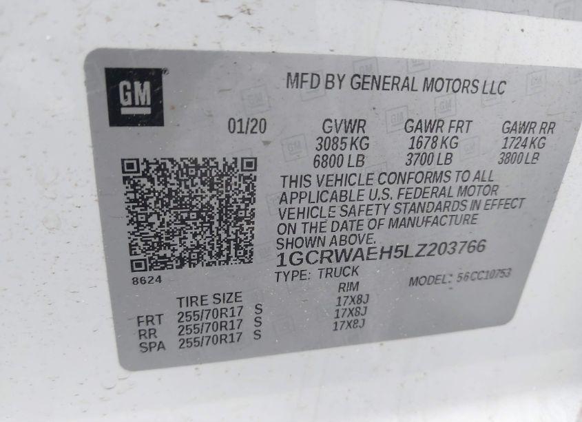 Photo 9 of 2020 Chevrolet Silverado 1500 2WD STANDARD BED WT (VIN 1GCRWAEH5LZ203766)