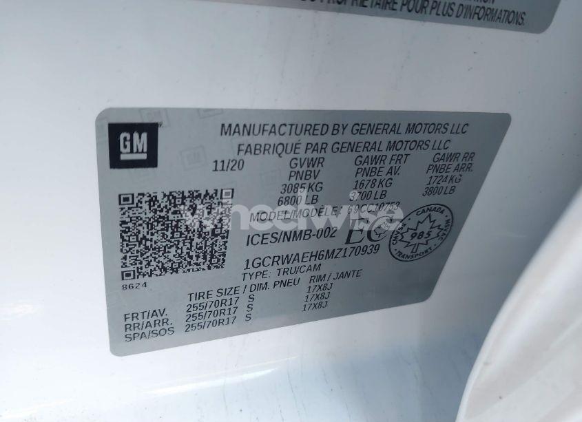 Photo 9 of 2021 Chevrolet Silverado 1500 2WD STANDARD BED WT (VIN 1GCRWAEH6MZ170939)