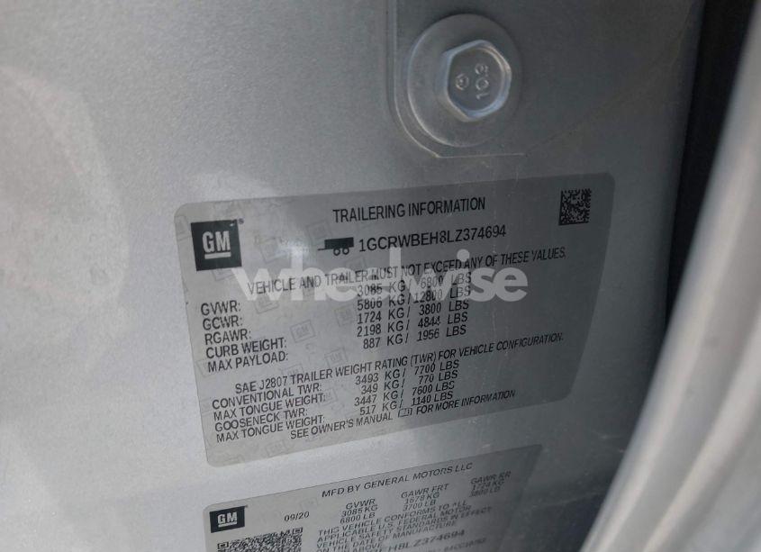 Photo 9 of 2020 Chevrolet Silverado 1500 2WD DOUBLE CAB STANDARD BED CUSTOM (VIN 1GCRWBEH8LZ374694)