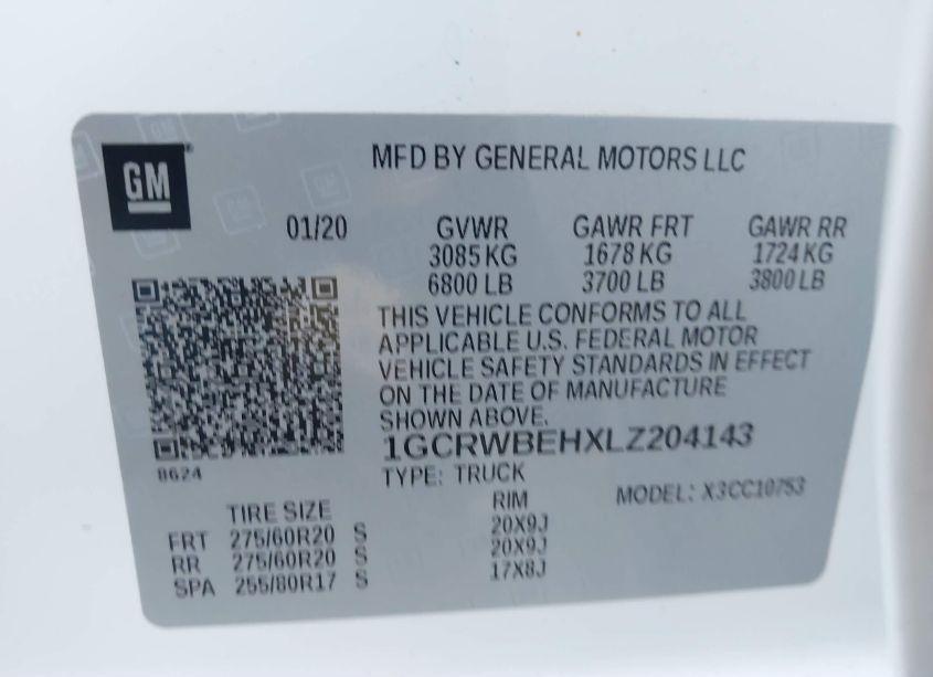 Photo 9 of 2020 Chevrolet Silverado 1500 2WD STANDARD BED CUSTOM (VIN 1GCRWBEHXLZ204143)