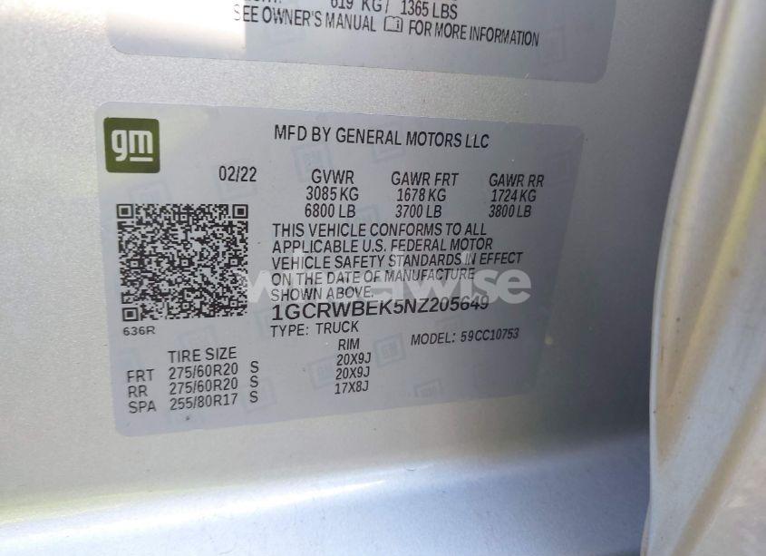 Photo 9 of 2022 Chevrolet Silverado 1500 LTD 2WD DOUBLE CAB STANDARD BED CUSTOM (VIN 1GCRWBEK5NZ205649)