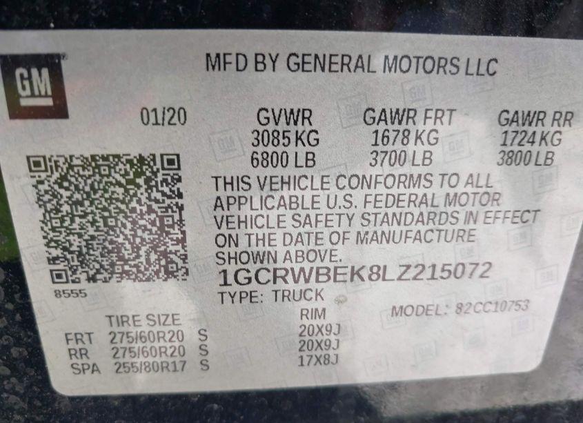 Photo 9 of 2020 Chevrolet Silverado 1500 2WD DOUBLE CAB STANDARD BED CUSTOM (VIN 1GCRWBEK8LZ215072)