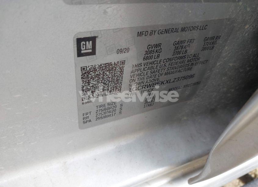 Photo 9 of 2020 Chevrolet Silverado 1500 2WD STANDARD BED CUSTOM (VIN 1GCRWBEKXLZ375096)