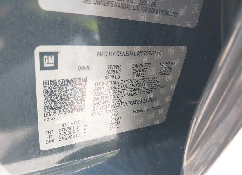 Photo 9 of 2021 Chevrolet Silverado 1500 2WD STANDARD BED CUSTOM (VIN 1GCRWBEKXMZ111202)