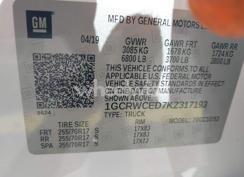 Photo 9 of 2019 Chevrolet Silverado 1500 LT (VIN 1GCRWCED7KZ317193)