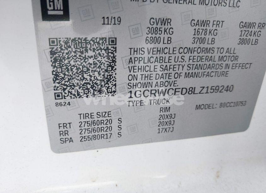 Photo 9 of 2020 Chevrolet Silverado 1500 2WD STANDARD BED LT (VIN 1GCRWCED8LZ159240)