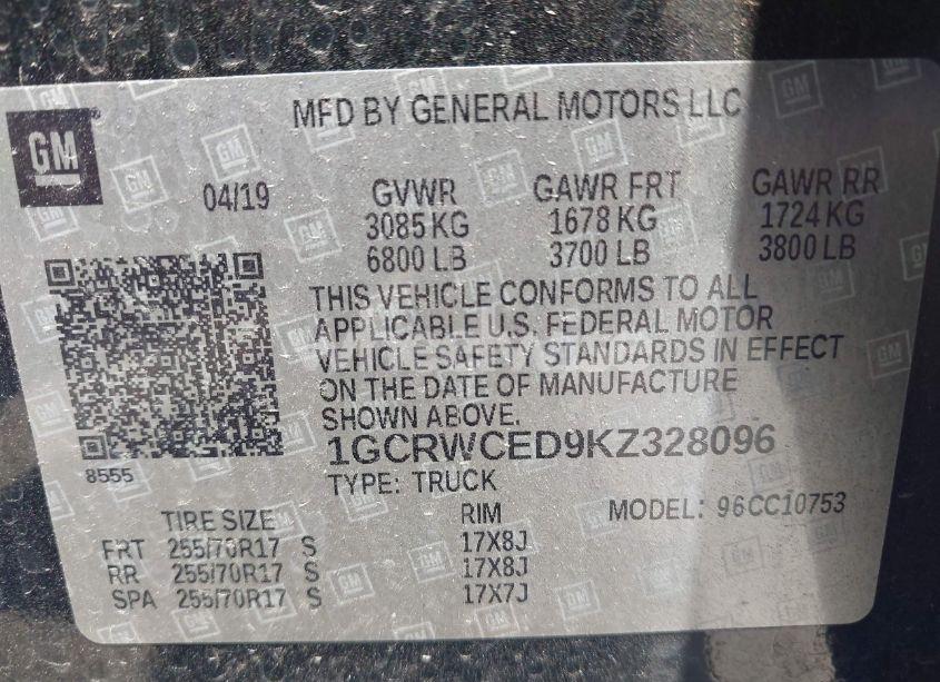 Photo 9 of 2019 Chevrolet Silverado 1500 LT (VIN 1GCRWCED9KZ328096)