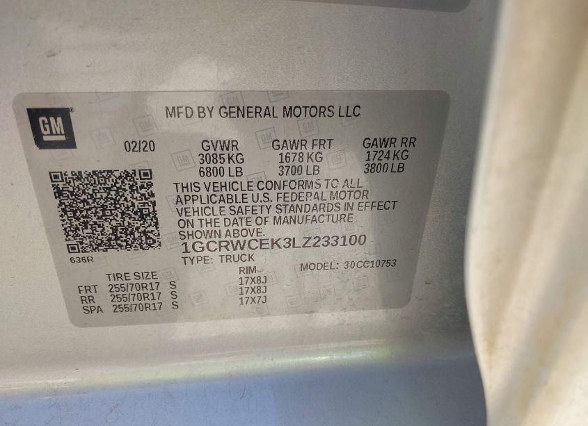 Photo 9 of 2020 Chevrolet Silverado 1500 2WD DOUBLE CAB STANDARD BED LT (VIN 1GCRWCEK3LZ233100)