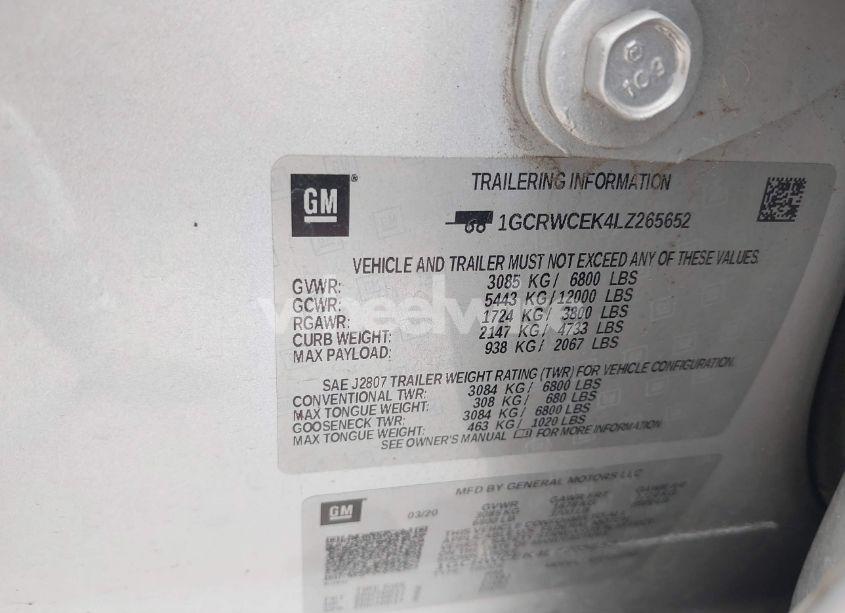 Photo 9 of 2020 Chevrolet Silverado 1500 2WD DOUBLE CAB STANDARD BED LT (VIN 1GCRWCEK4LZ265652)