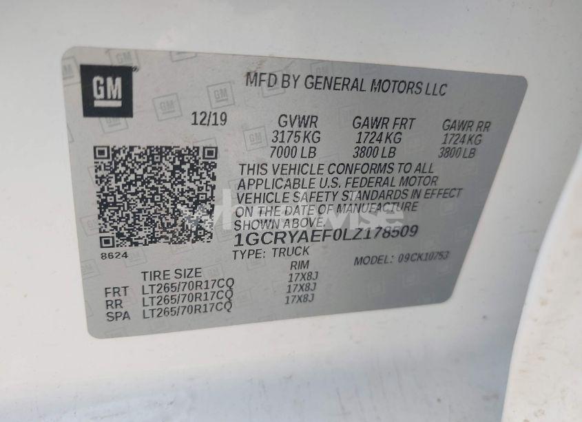 Photo 9 of 2020 Chevrolet Silverado 1500 4WD DOUBLE CAB STANDARD BED WT (VIN 1GCRYAEF0LZ178509)