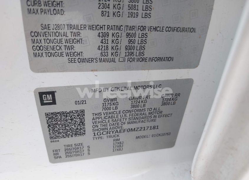 Photo 9 of 2021 Chevrolet Silverado 1500 4WD DOUBLE CAB STANDARD BED WT (VIN 1GCRYAEF0MZ217181)