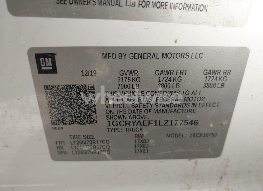 Photo 9 of 2020 Chevrolet Silverado 1500 4WD DOUBLE CAB STANDARD BED WT (VIN 1GCRYAEF1LZ177546)