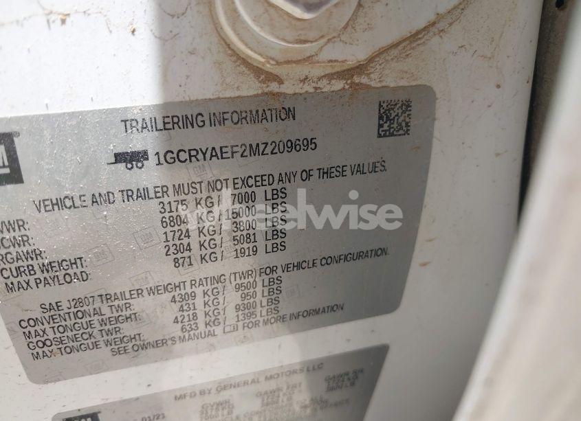 Photo 9 of 2021 Chevrolet Silverado 1500 4WD DOUBLE CAB STANDARD BED WT (VIN 1GCRYAEF2MZ209695)