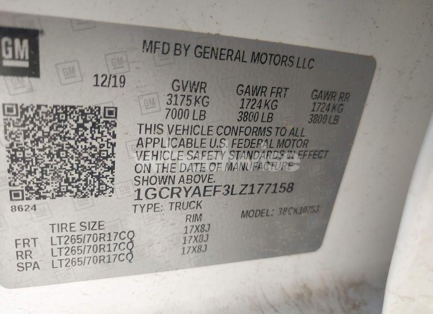 Photo 9 of 2020 Chevrolet Silverado 1500 4WD DOUBLE CAB STANDARD BED WT (VIN 1GCRYAEF3LZ177158)