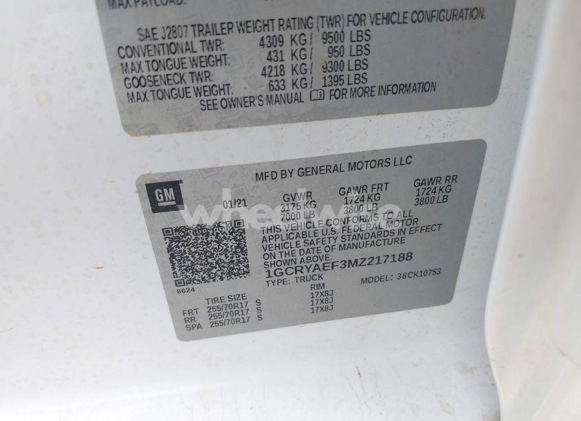 Photo 9 of 2021 Chevrolet Silverado 1500 4WD DOUBLE CAB STANDARD BED WT (VIN 1GCRYAEF3MZ217188)