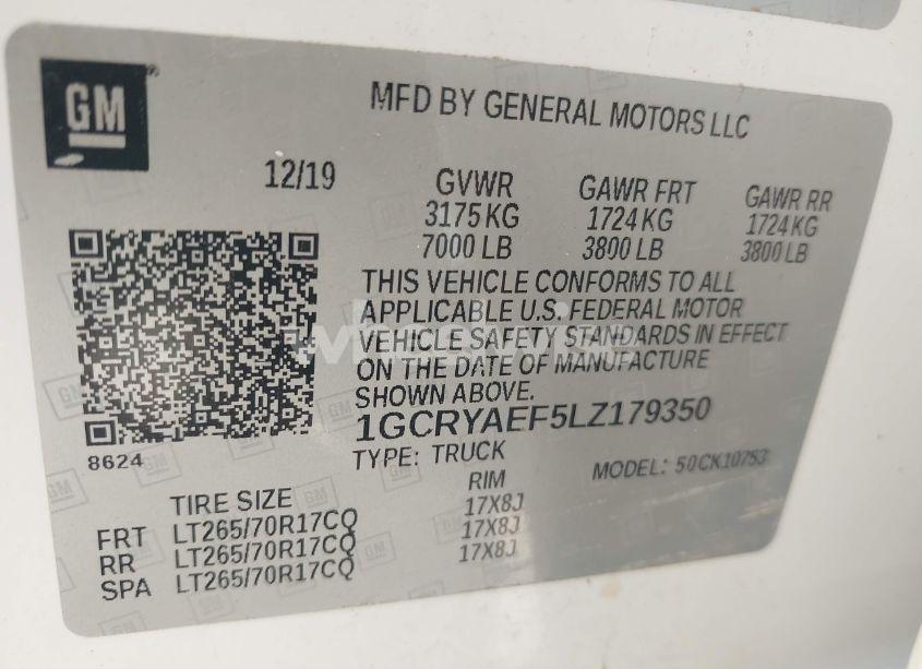 Photo 9 of 2020 Chevrolet Silverado 1500 4WD DOUBLE CAB STANDARD BED WT (VIN 1GCRYAEF5LZ179350)