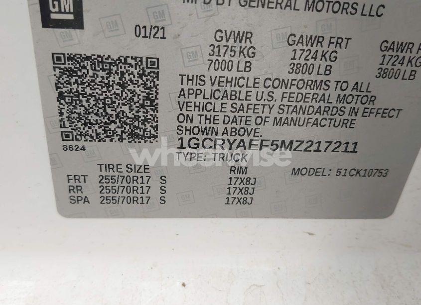 Photo 9 of 2021 Chevrolet Silverado 1500 4WD DOUBLE CAB STANDARD BED WT (VIN 1GCRYAEF5MZ217211)