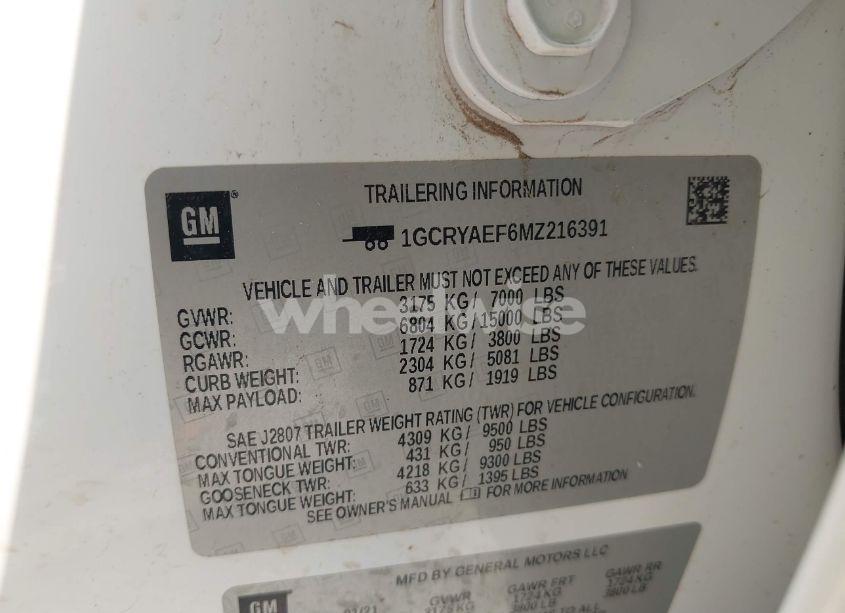 Photo 9 of 2021 Chevrolet Silverado 1500 4WD DOUBLE CAB STANDARD BED WT (VIN 1GCRYAEF6MZ216391)