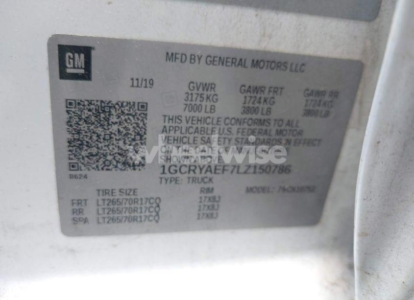 Photo 9 of 2020 Chevrolet Silverado 1500 4WD DOUBLE CAB STANDARD BED WT (VIN 1GCRYAEF7LZ150786)