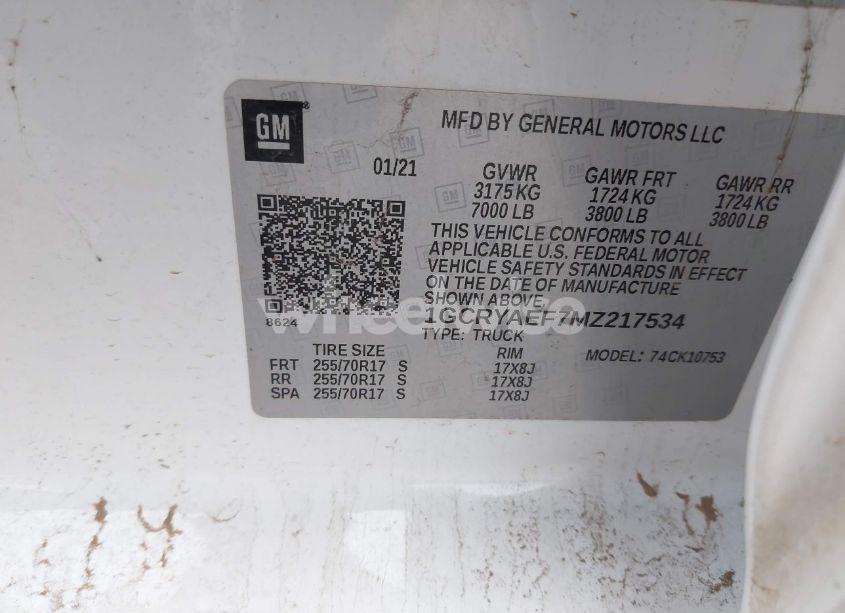 Photo 9 of 2021 Chevrolet Silverado 1500 4WD DOUBLE CAB STANDARD BED WT (VIN 1GCRYAEF7MZ217534)