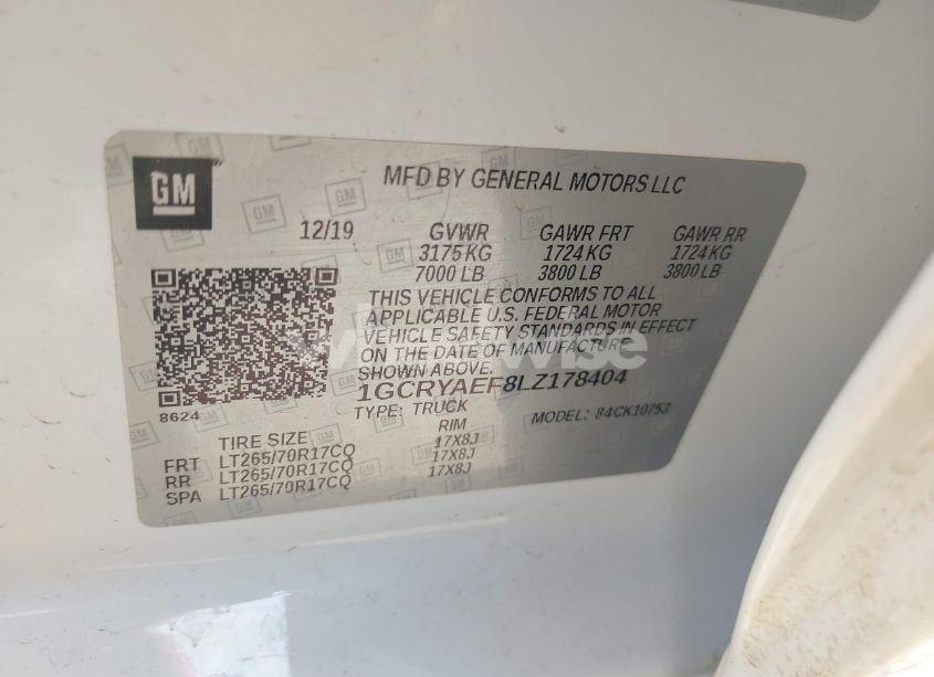 Photo 9 of 2020 Chevrolet Silverado 1500 4WD DOUBLE CAB STANDARD BED WT (VIN 1GCRYAEF8LZ178404)