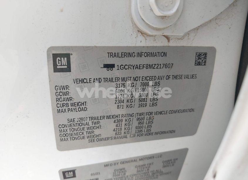 Photo 9 of 2021 Chevrolet Silverado 1500 4WD DOUBLE CAB STANDARD BED WT (VIN 1GCRYAEF8MZ217607)