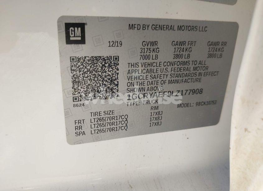 Photo 9 of 2020 Chevrolet Silverado 1500 4WD DOUBLE CAB STANDARD BED WT (VIN 1GCRYAEF9LZ177908)