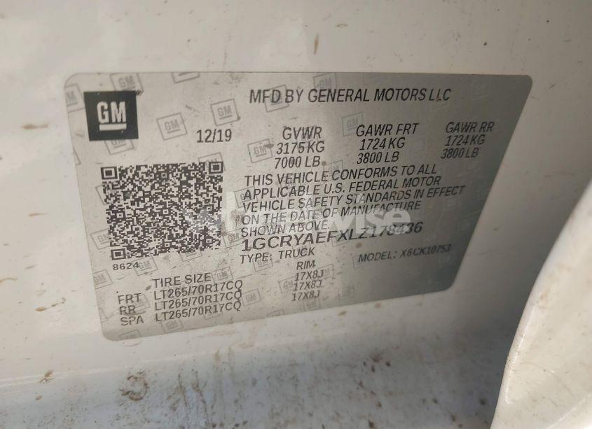 Photo 9 of 2020 Chevrolet Silverado 1500 4WD DOUBLE CAB STANDARD BED WT (VIN 1GCRYAEFXLZ178436)