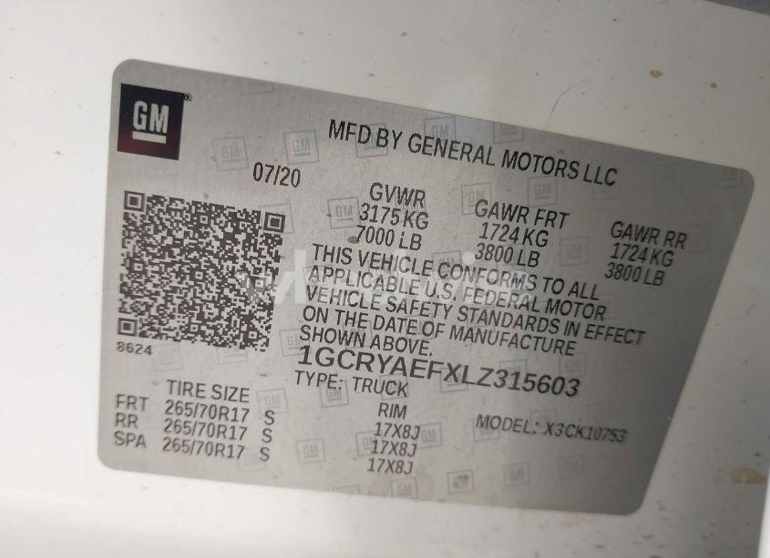 Photo 9 of 2020 Chevrolet Silverado 1500 4WD DOUBLE CAB STANDARD BED WT (VIN 1GCRYAEFXLZ315603)