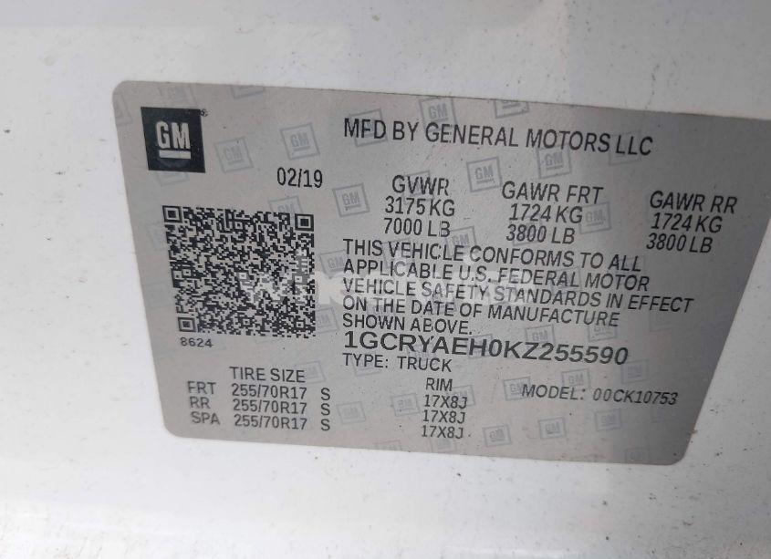 Photo 9 of 2019 Chevrolet Silverado 1500 WORK TRUCK (VIN 1GCRYAEH0KZ255590)