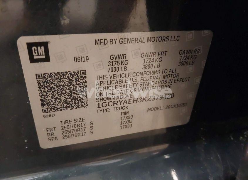 Photo 9 of 2019 Chevrolet Silverado 1500 WORK TRUCK (VIN 1GCRYAEH3KZ379420)