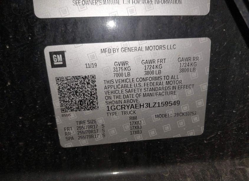 Photo 9 of 2020 Chevrolet Silverado 1500 4WD STANDARD BED WT (VIN 1GCRYAEH3LZ159549)