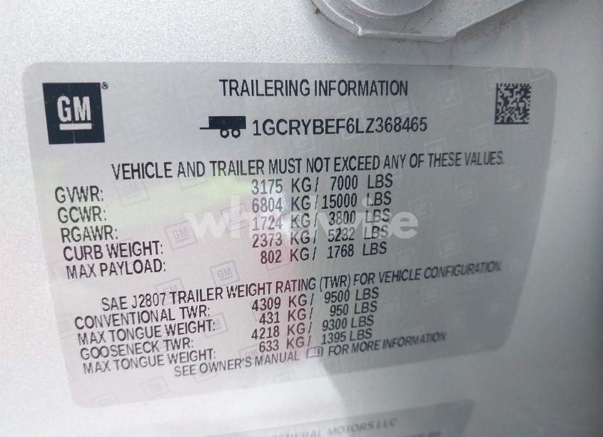 Photo 9 of 2020 Chevrolet Silverado 1500 4WD DOUBLE CAB STANDARD BED CUSTOM (VIN 1GCRYBEF6LZ368465)